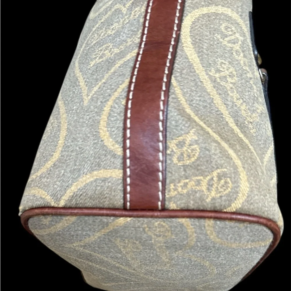 Vtg Dooney Bourke Denim Heart Olive Green & Amber Signature Bag Slouch Purse - Picture 7 of 10